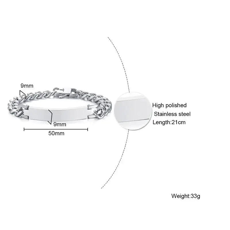 Vnox Free Personalize Names Stainless Steel ID Bracelets for Men,Custom Love Gift for Father Husband Son, 9/12mm Wide EleganceJewellery