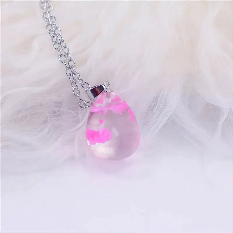 Chic Transparent Luminous Resin Round Ball Pendant Necklace Women Men Fashion Blue Sky Clouds Birds Necklace Jewelry theelegancejewellery