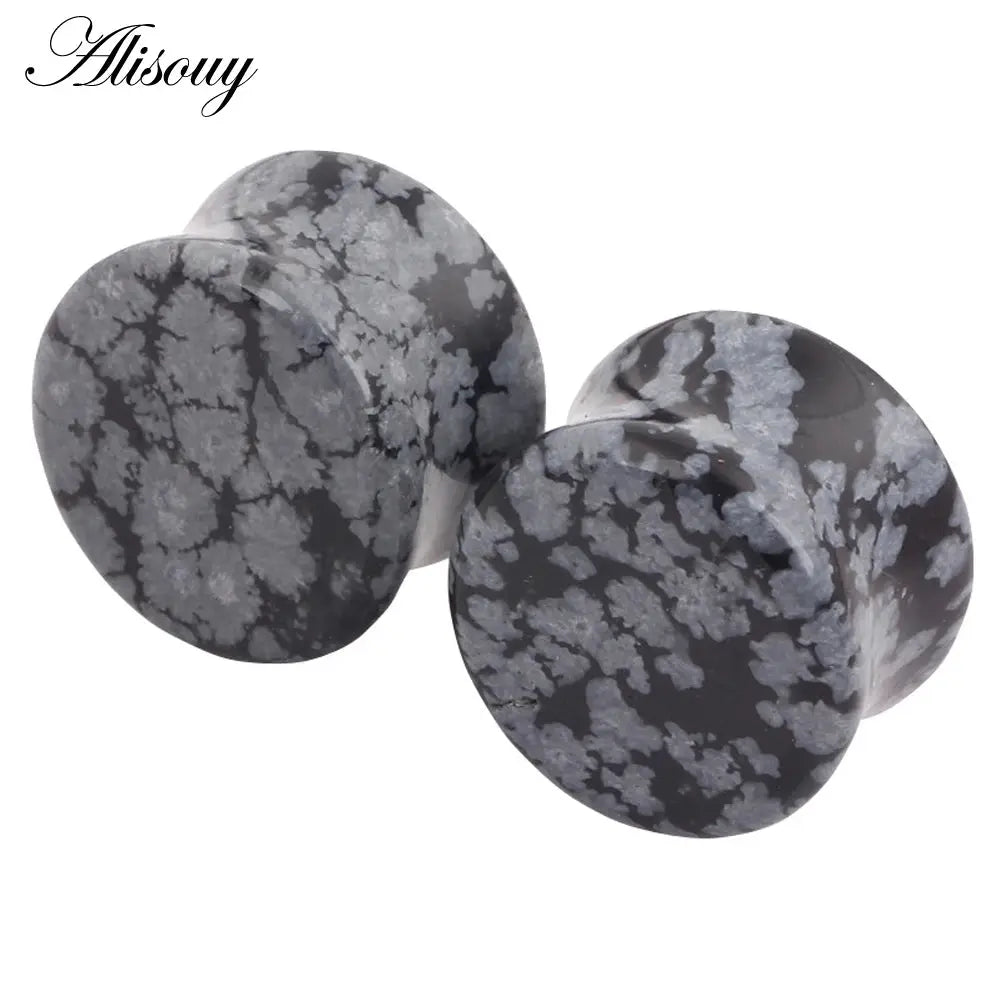 Ear Expander Ear Piercing 1 Pair of Opalite Stone Ear Plugs Tunnels Gauges Expander Body Piercing Jewelry EleganceJewellery