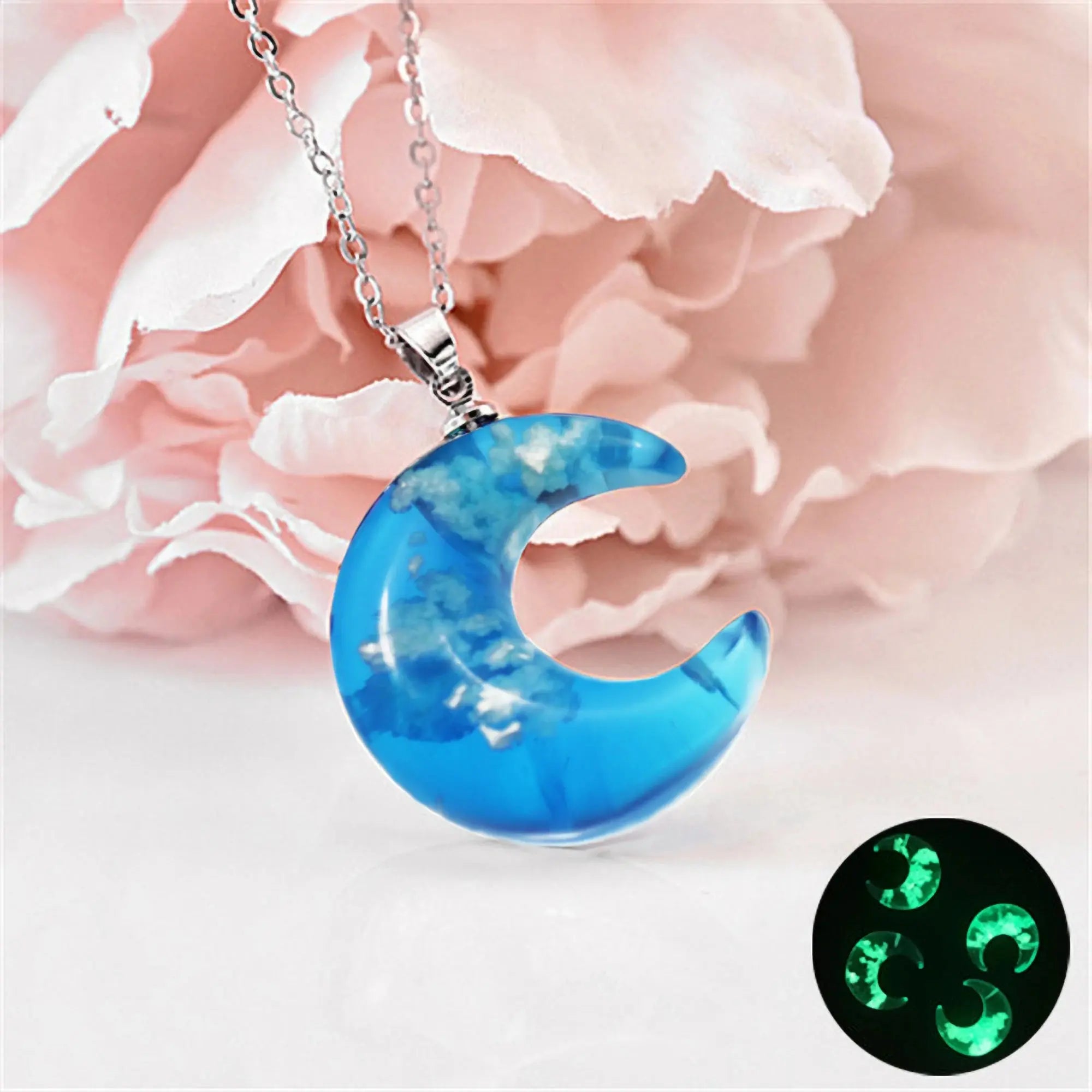 Chic Transparent Luminous Resin Round Ball Pendant Necklace Women Men Fashion Blue Sky Clouds Birds Necklace Jewelry theelegancejewellery