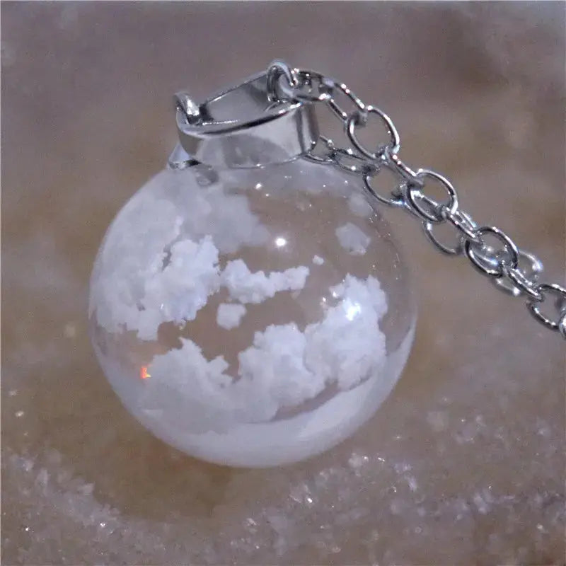 Chic Transparent Luminous Resin Round Ball Pendant Necklace Women Men Fashion Blue Sky Clouds Birds Necklace Jewelry theelegancejewellery