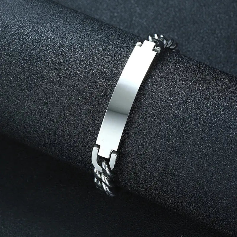 Vnox Free Personalize Names Stainless Steel ID Bracelets for Men,Custom Love Gift for Father Husband Son, 9/12mm Wide EleganceJewellery