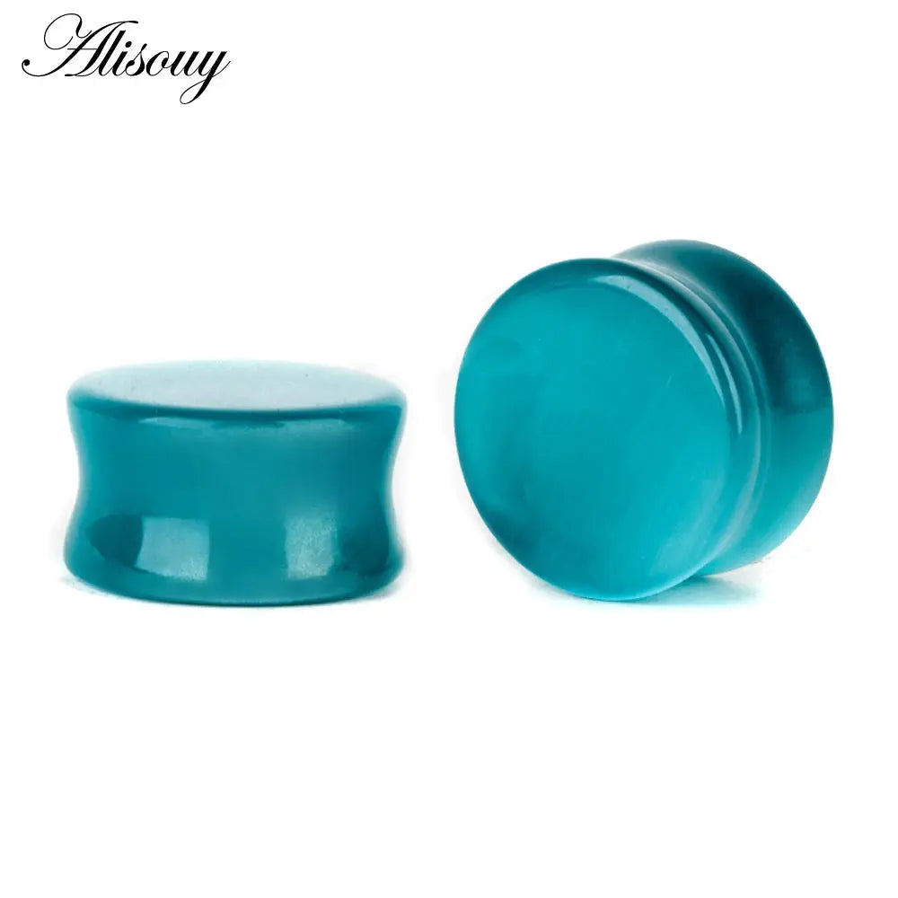 Ear Expander Ear Piercing 1 Pair of Opalite Stone Ear Plugs Tunnels Gauges Expander Body Piercing Jewelry EleganceJewellery