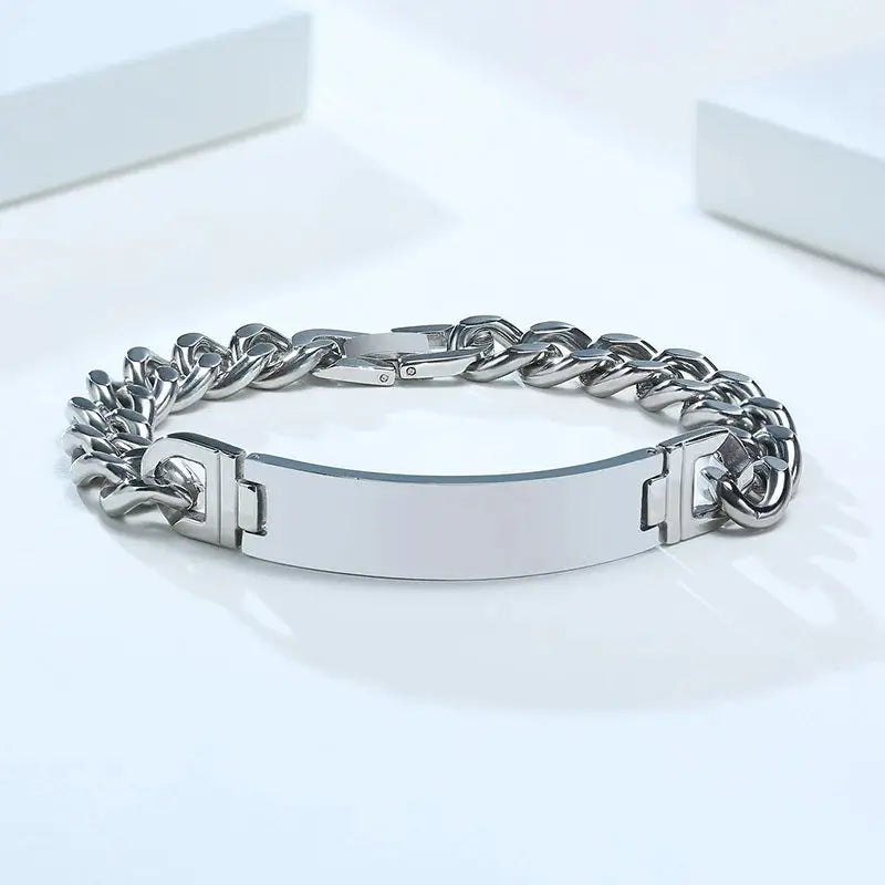 Vnox Free Personalize Names Stainless Steel ID Bracelets for Men,Custom Love Gift for Father Husband Son, 9/12mm Wide EleganceJewellery