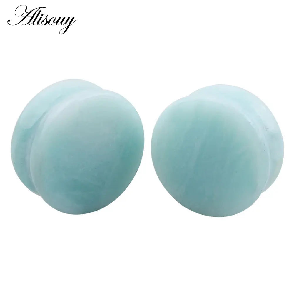 Ear Expander Ear Piercing 1 Pair of Opalite Stone Ear Plugs Tunnels Gauges Expander Body Piercing Jewelry EleganceJewellery
