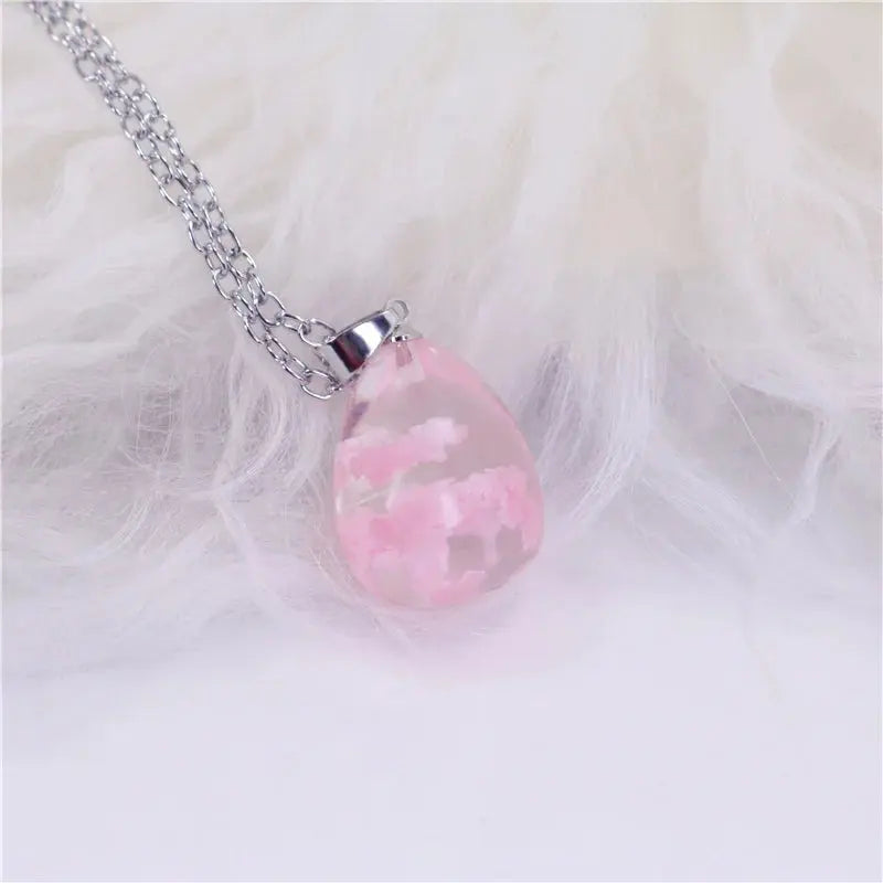 Chic Transparent Luminous Resin Round Ball Pendant Necklace Women Men Fashion Blue Sky Clouds Birds Necklace Jewelry theelegancejewellery