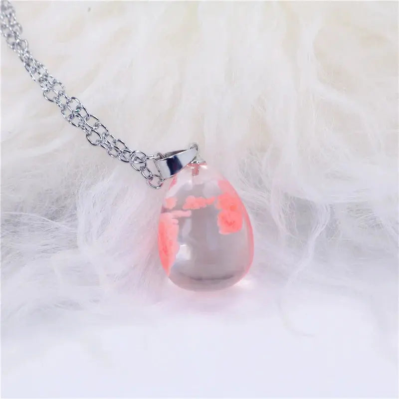 Chic Transparent Luminous Resin Round Ball Pendant Necklace Women Men Fashion Blue Sky Clouds Birds Necklace Jewelry theelegancejewellery
