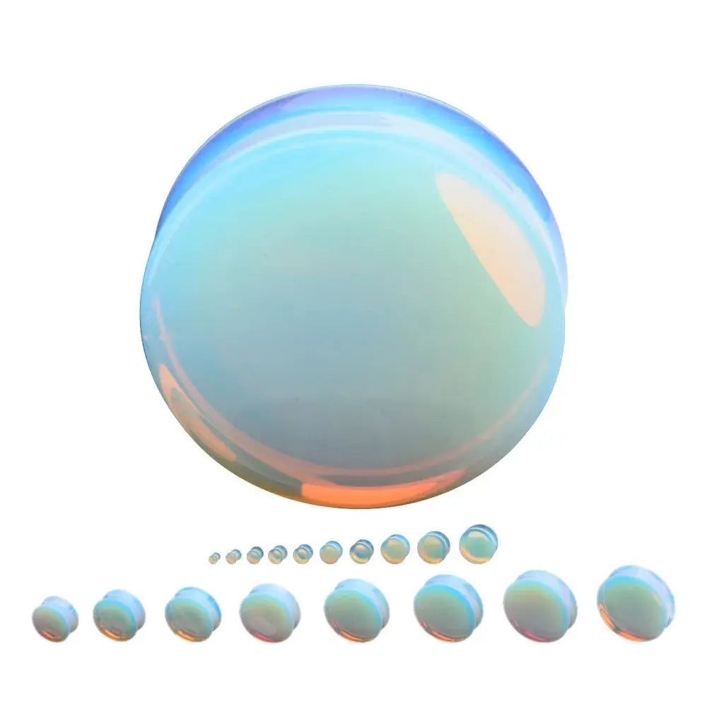 Ear Expander Ear Piercing 1 Pair of Opalite Stone Ear Plugs Tunnels Gauges Expander Body Piercing Jewelry EleganceJewellery