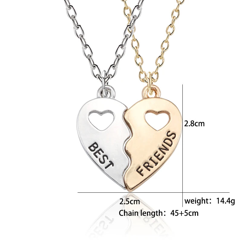 2pcs Romantic Best Friend Pendant Necklace Women Hollow Heart Best Friends Forever BFF Friendship Jewelry Accessories 2025