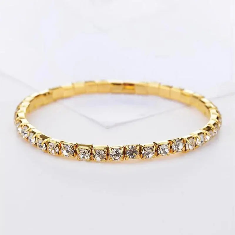 New Fashion Crystal Women's Bracelet Bangle Chains Crystal Gold Color Elastic Bracelets Hand Jewelry Wedding Accessories theelegancejewellery