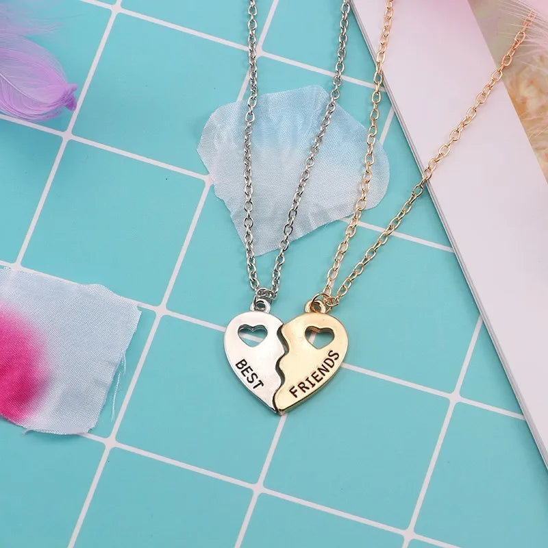 2pcs Romantic Best Friend Pendant Necklace Women Hollow Heart Best Friends Forever BFF Friendship Jewelry Accessories 2025