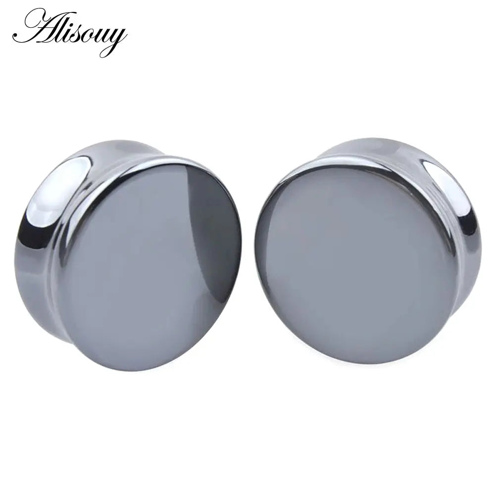 Ear Expander Ear Piercing 1 Pair of Opalite Stone Ear Plugs Tunnels Gauges Expander Body Piercing Jewelry EleganceJewellery