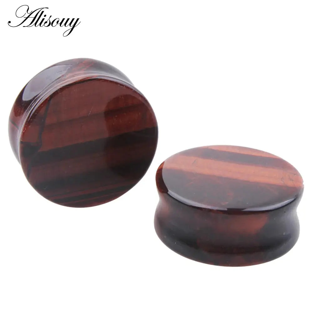 Ear Expander Ear Piercing 1 Pair of Opalite Stone Ear Plugs Tunnels Gauges Expander Body Piercing Jewelry EleganceJewellery