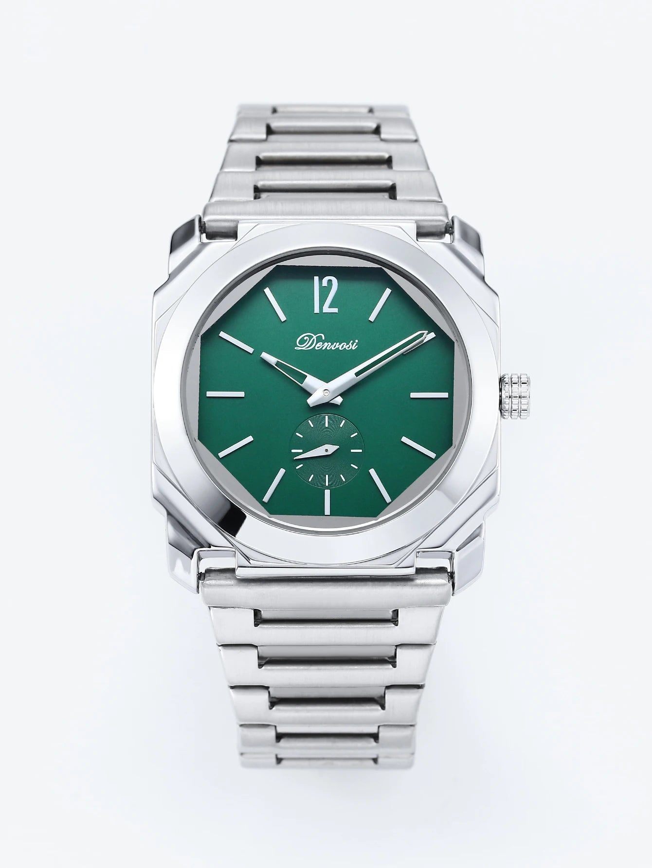 Men's Luxury Octagon Dial Watch - Stainless Steel Band, Minimalist Analog Wristwatch with Small Seconds Dial for Business & Casu