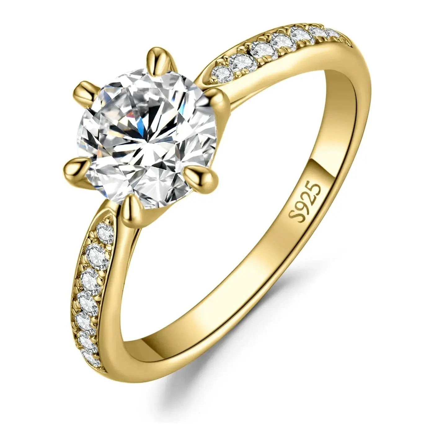 Classic 1-carat Moissanite Ring with Certificate Laboratory Diamond Rings Women Wedding Jewelry 18K Gold Plated S925 Silver theelegancejewellery