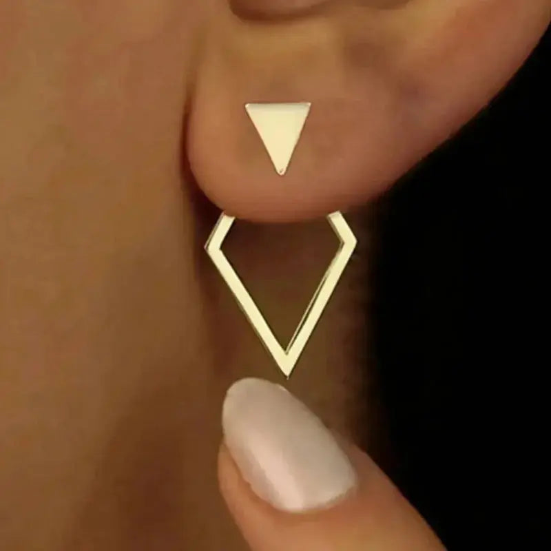 FTCY Minimalist Geometric Square Stud Earrings for Women Double-layer Detachable Triangles Design Earrings Punk Party Jewelry EleganceJewellery