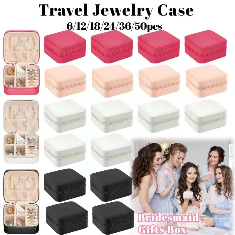 6-50pcs Travel Jewelry Case Bridesmaid Gifts Portable Jewellry Organizer Box for Wedding Guests Birthday Party Favor Storage Box EleganceJewellery