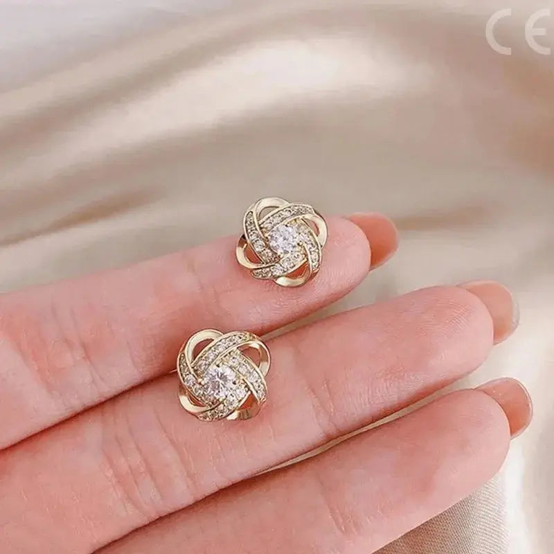 New Exquisite Shiny Zircon Heart Flower Earrings Korean Elegant Square Geometric Crystal Earrings for Women Fashion Jewelry Gift EleganceJewellery