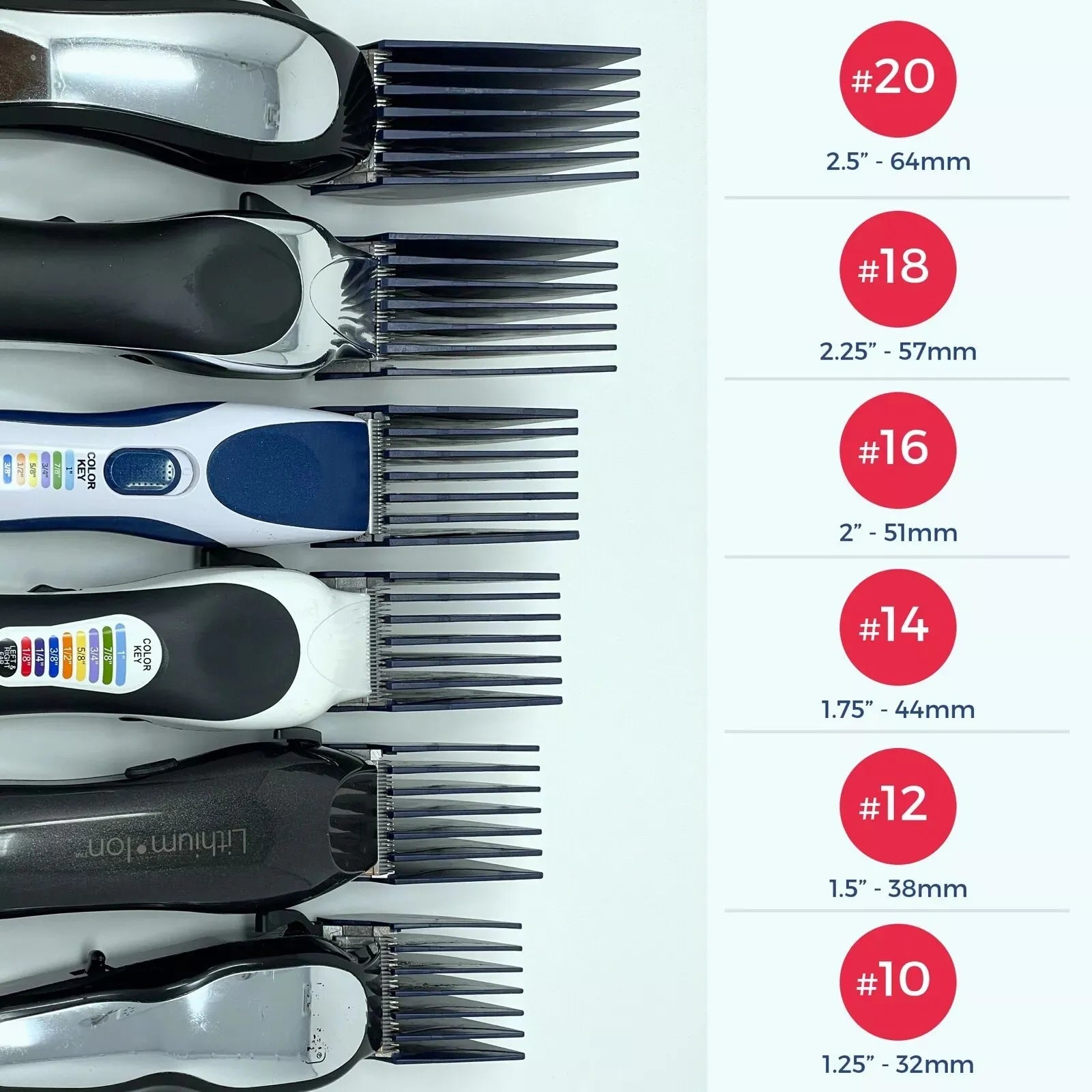 6Pcs/Set For Clipquik Clipper Guards 32mm-64mm (#20 18 16 14 12 10) Clipper Guide Combs For Wahl Accessories Clipper Guard Set