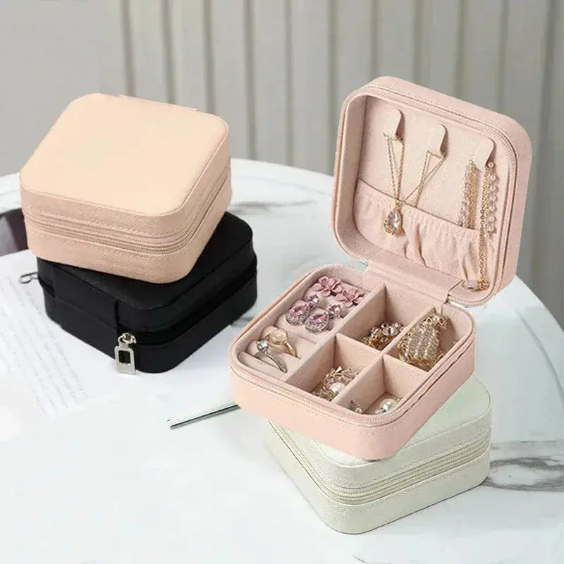 Portable Mini Jewelry Storage Box Travel Organizer Jewelry Case Leather Storage Earrings Necklace Ring Jewelry Organizer Display EleganceJewellery