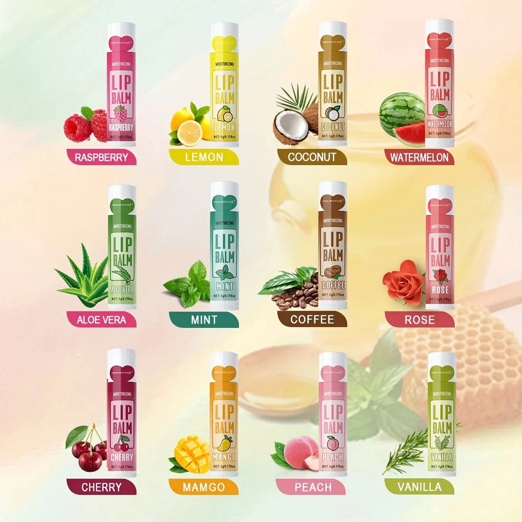 12 PCS/gift lip balm set 5g Deep Moisturizing and long-lasting moisturizing exfoliating to create hydrated lips theelegancejewellery