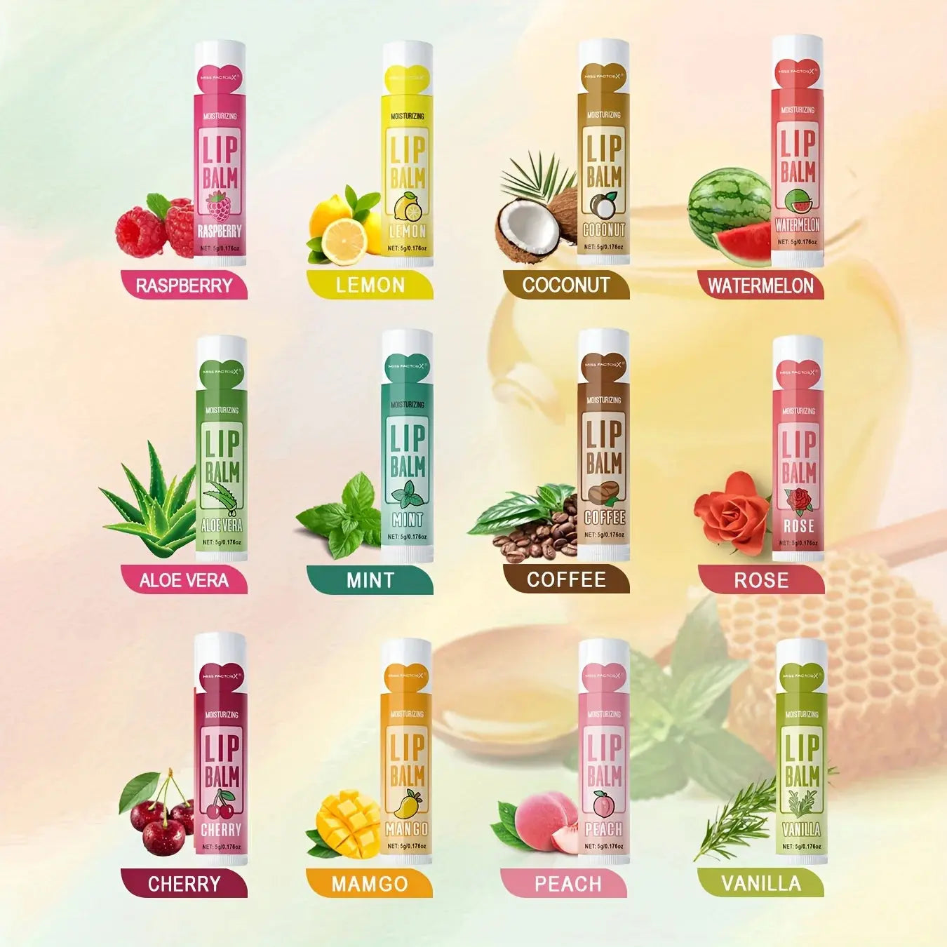 12 PCS/gift lip balm set 5g Deep Moisturizing and long-lasting moisturizing exfoliating to create hydrated lips theelegancejewellery