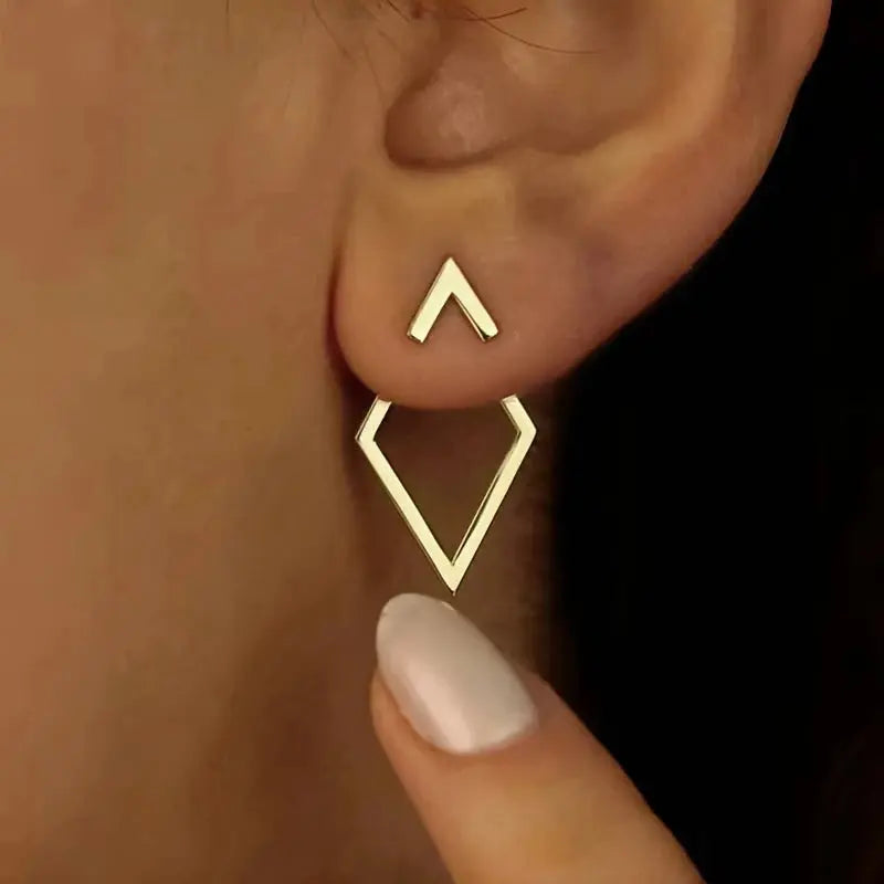 FTCY Minimalist Geometric Square Stud Earrings for Women Double-layer Detachable Triangles Design Earrings Punk Party Jewelry EleganceJewellery