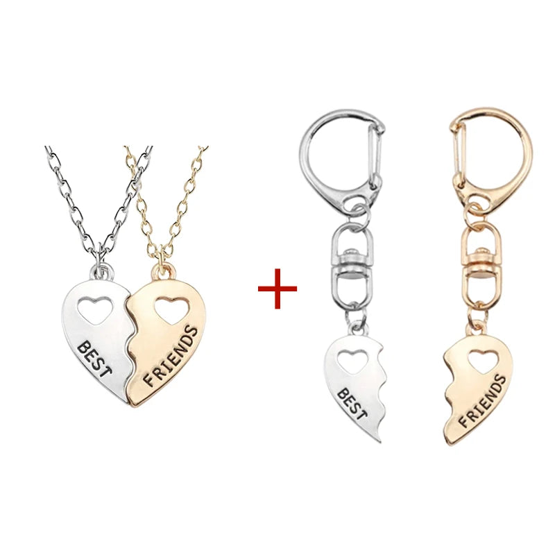 2pcs Romantic Best Friend Pendant Necklace Women Hollow Heart Best Friends Forever BFF Friendship Jewelry Accessories 2025