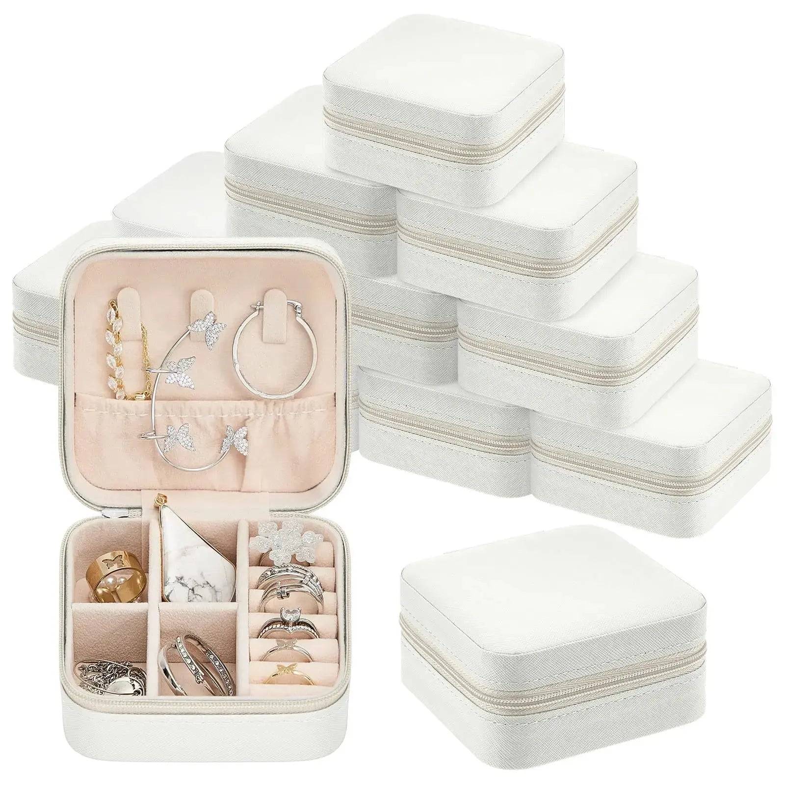 6-50pcs Travel Jewelry Case Bridesmaid Gifts Portable Jewellry Organizer Box for Wedding Guests Birthday Party Favor Storage Box EleganceJewellery