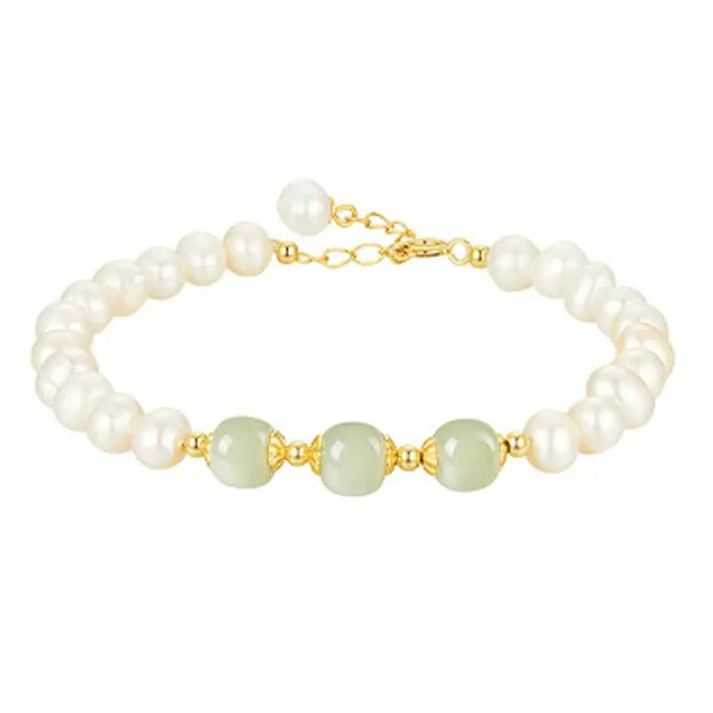 Sexy Young Girls Best Selling Fashion Luxury Fine Jewelry New Natural Hetian Jade Round Green Beads Bracelet Exquisite Elegant theelegancejewellery