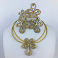 ESALE New Women Jewelry Two Tone Classic Design Necklace Set Flower Earrings Bracelet And Ring Full Set Jewelry Party Trending theelegancejewellery