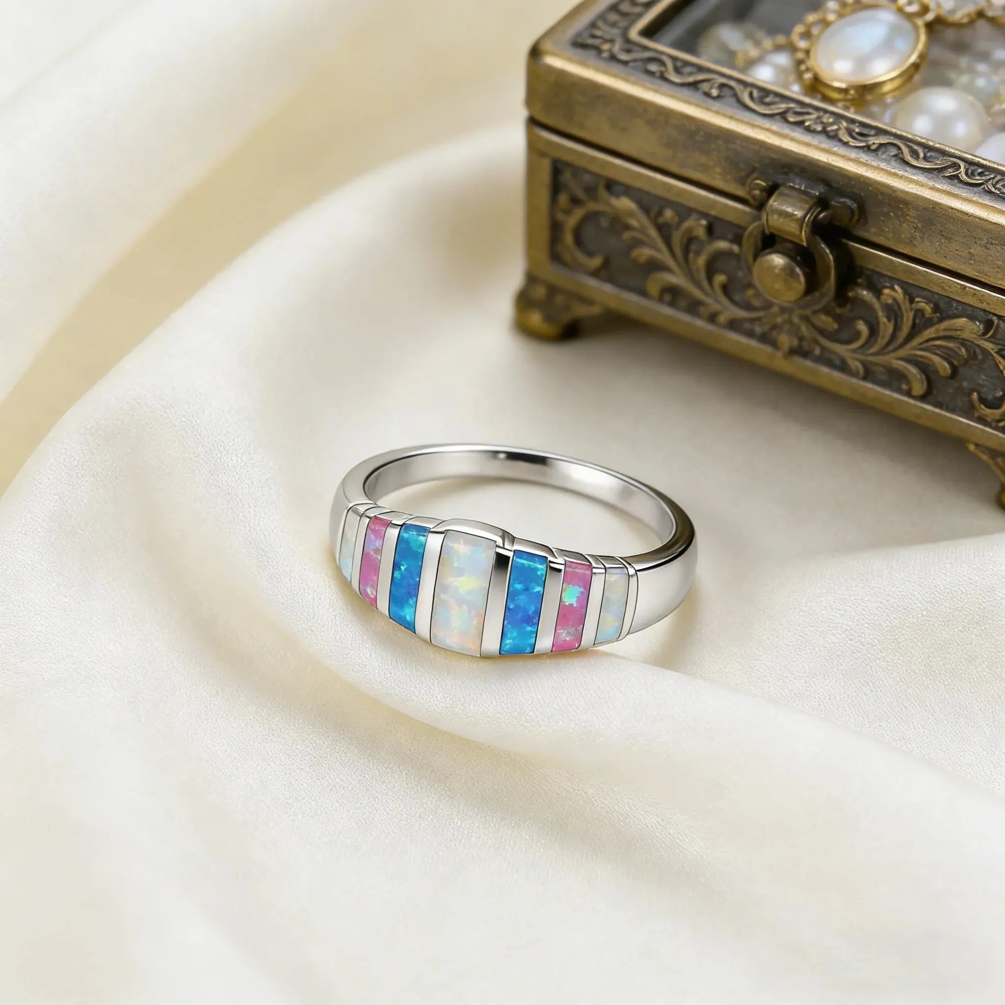 Colorful Fire Opal Fashion Jewelry Opal Cock Rings for Women Fashion Jewelry Luxury Evening Party Jewelry Christmas Gift for Her theelegancejewellery