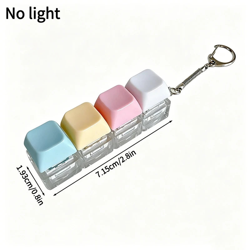 4-Key Polka Dot Keychain Pendant Fidget Stress Releasing Decompression Keychain Press Keyboard Button Keycap Bags Charm Pendant