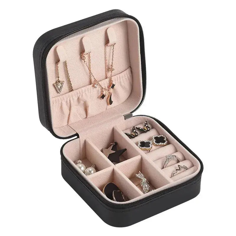 Portable Mini Jewelry Storage Box Travel Organizer Jewelry Case Leather Storage Earrings Necklace Ring Jewelry Organizer Display EleganceJewellery