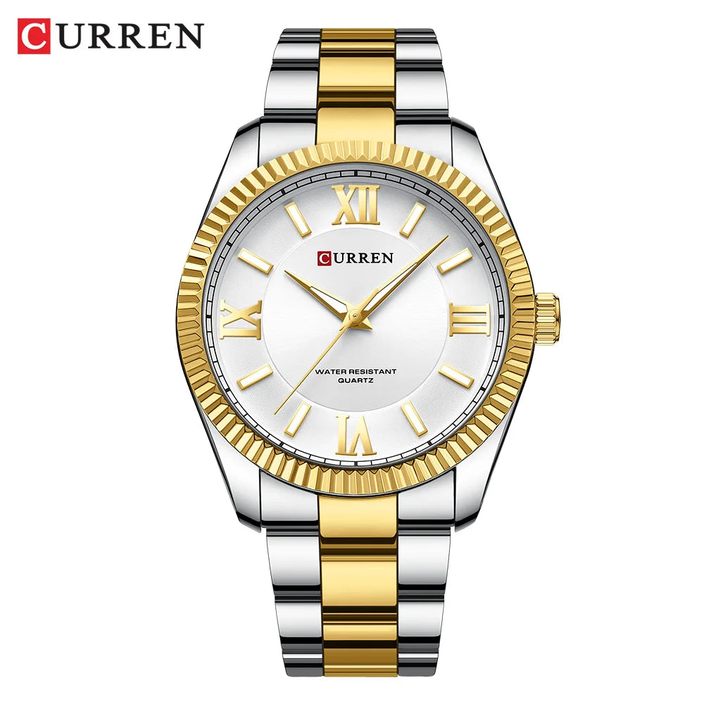 CURREN Fashion Business Watch for Men with Luminou Hands Thin Stainless Steel Band Quartz Wristwatches New Clock 8453