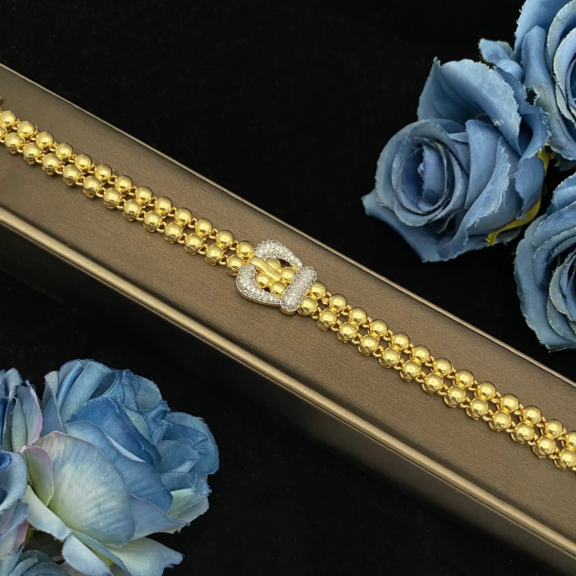 JRH Trendy Women’s Jewelry 4Piece Set Necklace Earrings Ring Bracelet Gold Plated Craf Zircon Design Versatile for Parties Dates theelegancejewellery