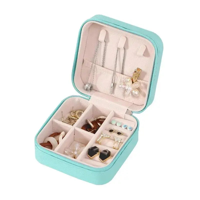 Portable Mini Jewelry Storage Box Travel Organizer Jewelry Case Leather Storage Earrings Necklace Ring Jewelry Organizer Display EleganceJewellery