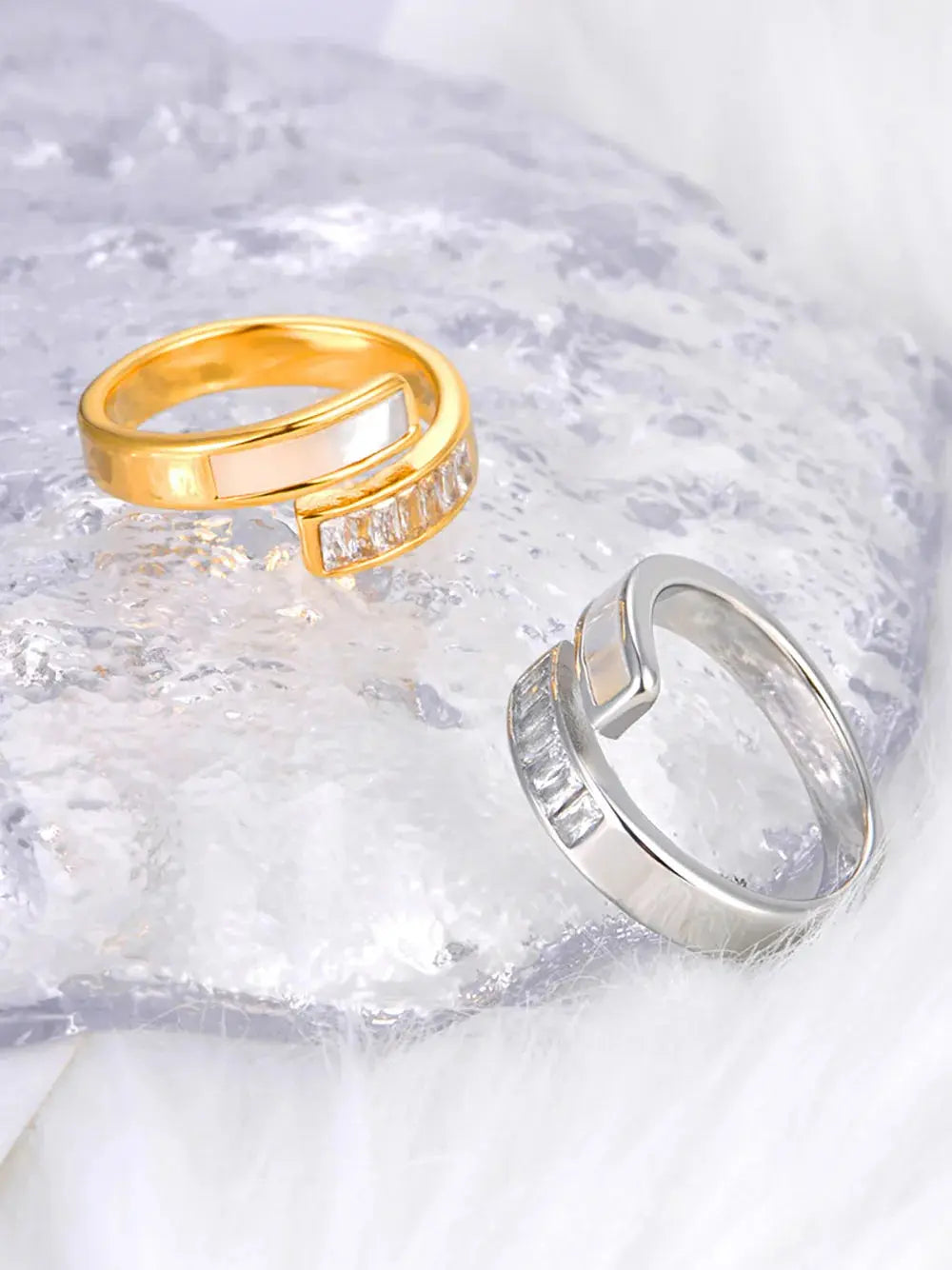 Lokaer Fashion Cubic Zirconia Stainless Steel Waterproof Geometric Ring for Women White Shell Charm Personalized Jewelry R23016 EleganceJewellery