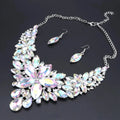 New Luxury Indian Bridal Jewelry Sets Wedding Party Costume Jewellery Womens Fashion Gifts Flower Crystal Necklace Earrings Sets theelegancejewellery