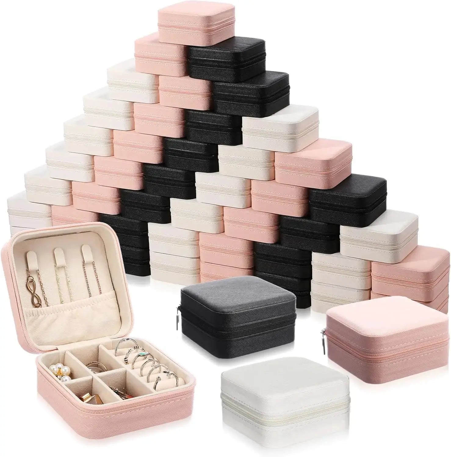 6-50pcs Travel Jewelry Case Bridesmaid Gifts Portable Jewellry Organizer Box for Wedding Guests Birthday Party Favor Storage Box EleganceJewellery