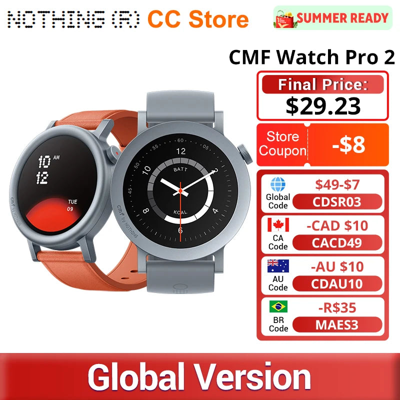 Global Version Nothing CMF Smart Watch Pro 2 1.32”AMOLED 120 Sports Modes Multi-system GPS Bluetooth calls with AI Noise Reduct