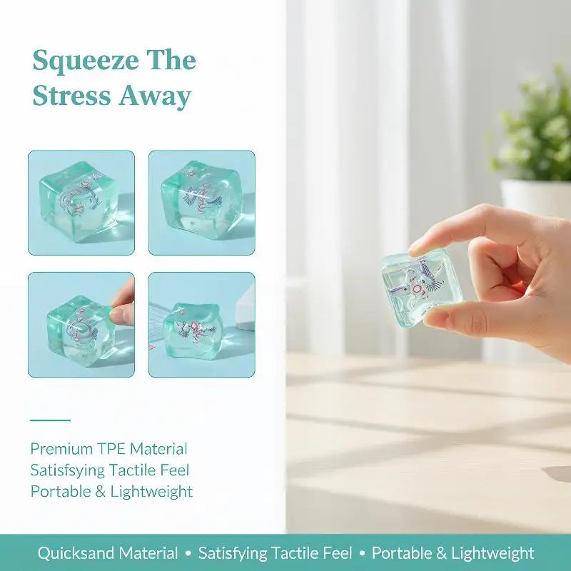 1Pcs Slow Rise Squishy Toys Taba Stress Balls Cube Ocean Sensory Fidget Toy For Kids And Adults Squeeze Relax Gift