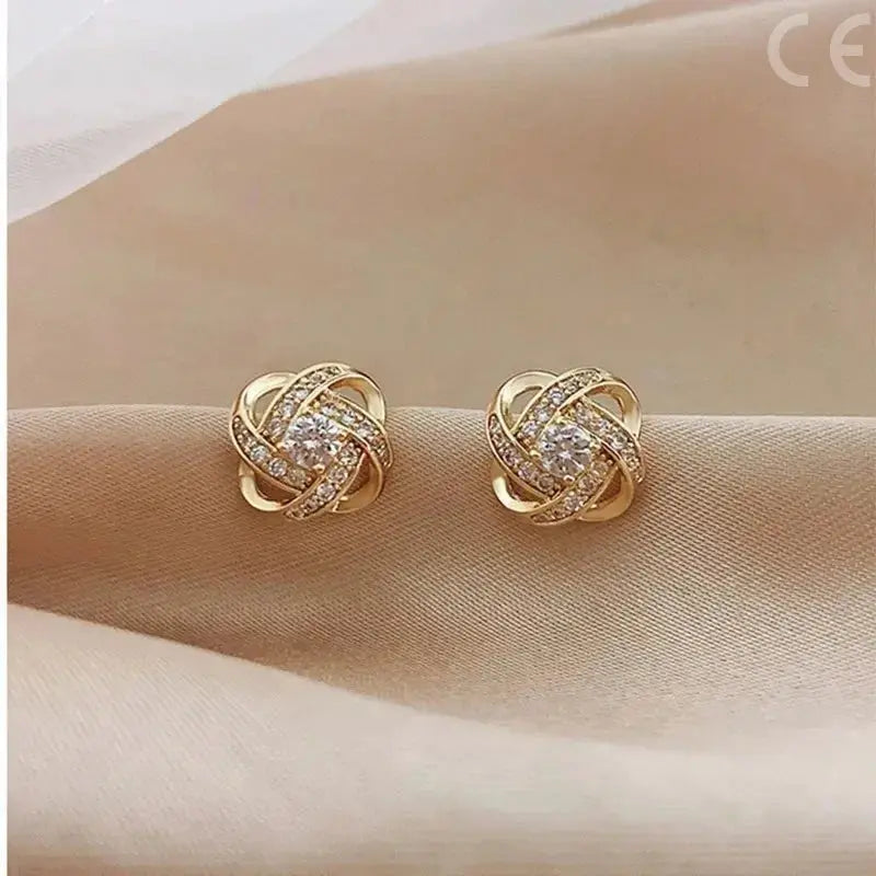 New Exquisite Shiny Zircon Heart Flower Earrings Korean Elegant Square Geometric Crystal Earrings for Women Fashion Jewelry Gift EleganceJewellery