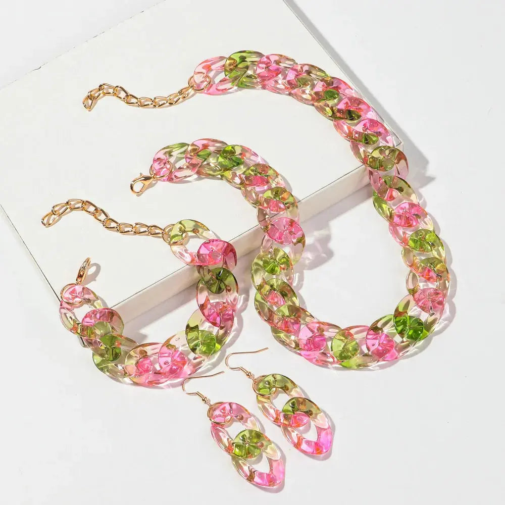 New Fashion  Acrylic Color Transparent Gradient Chain Necklace Set for Women Luxury Colorful Necklaces 2026 Accessories Jewelry EleganceJewellery