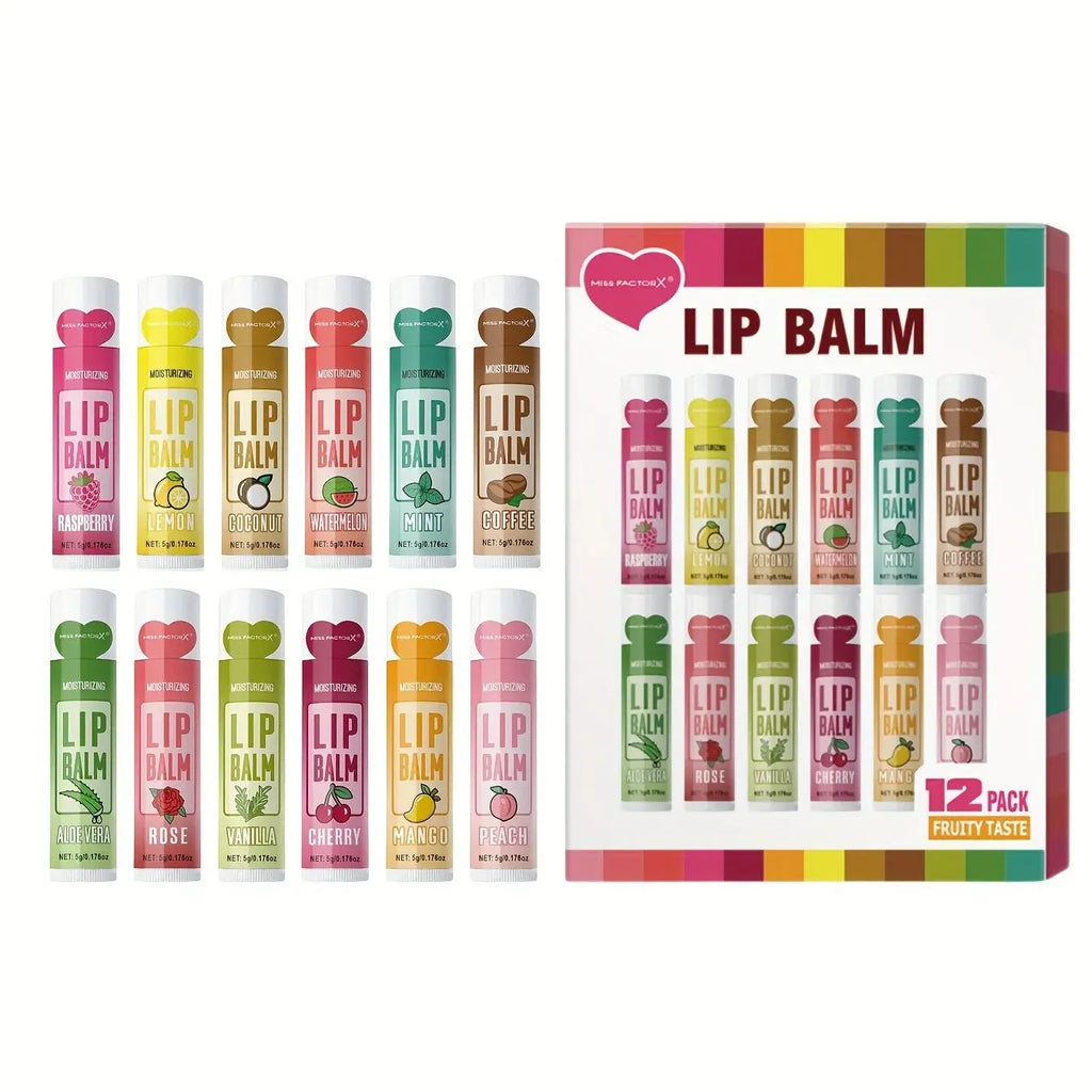 12 PCS/gift lip balm set 5g Deep Moisturizing and long-lasting moisturizing exfoliating to create hydrated lips theelegancejewellery