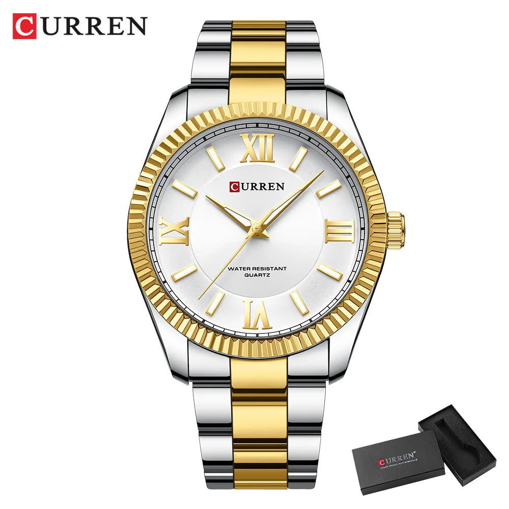 CURREN Fashion Business Watch for Men with Luminou Hands Thin Stainless Steel Band Quartz Wristwatches New Clock 8453