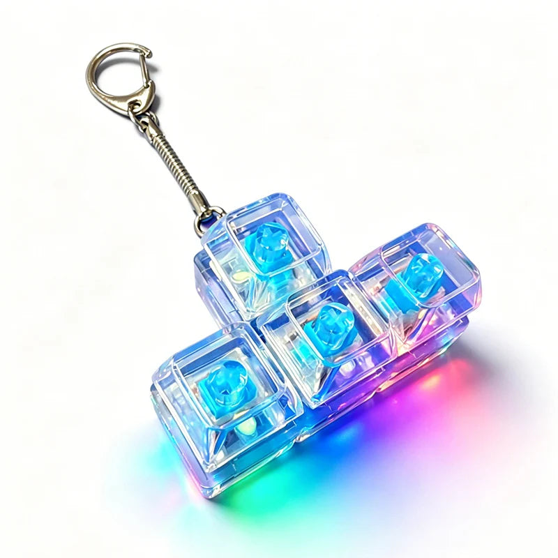 4-Key Polka Dot Keychain Pendant Fidget Stress Releasing Decompression Keychain Press Keyboard Button Keycap Bags Charm Pendant