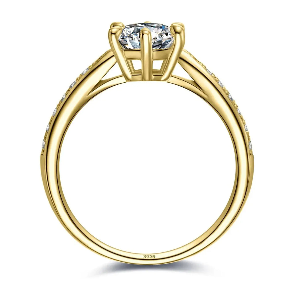 Classic 1-carat Moissanite Ring with Certificate Laboratory Diamond Rings Women Wedding Jewelry 18K Gold Plated S925 Silver theelegancejewellery
