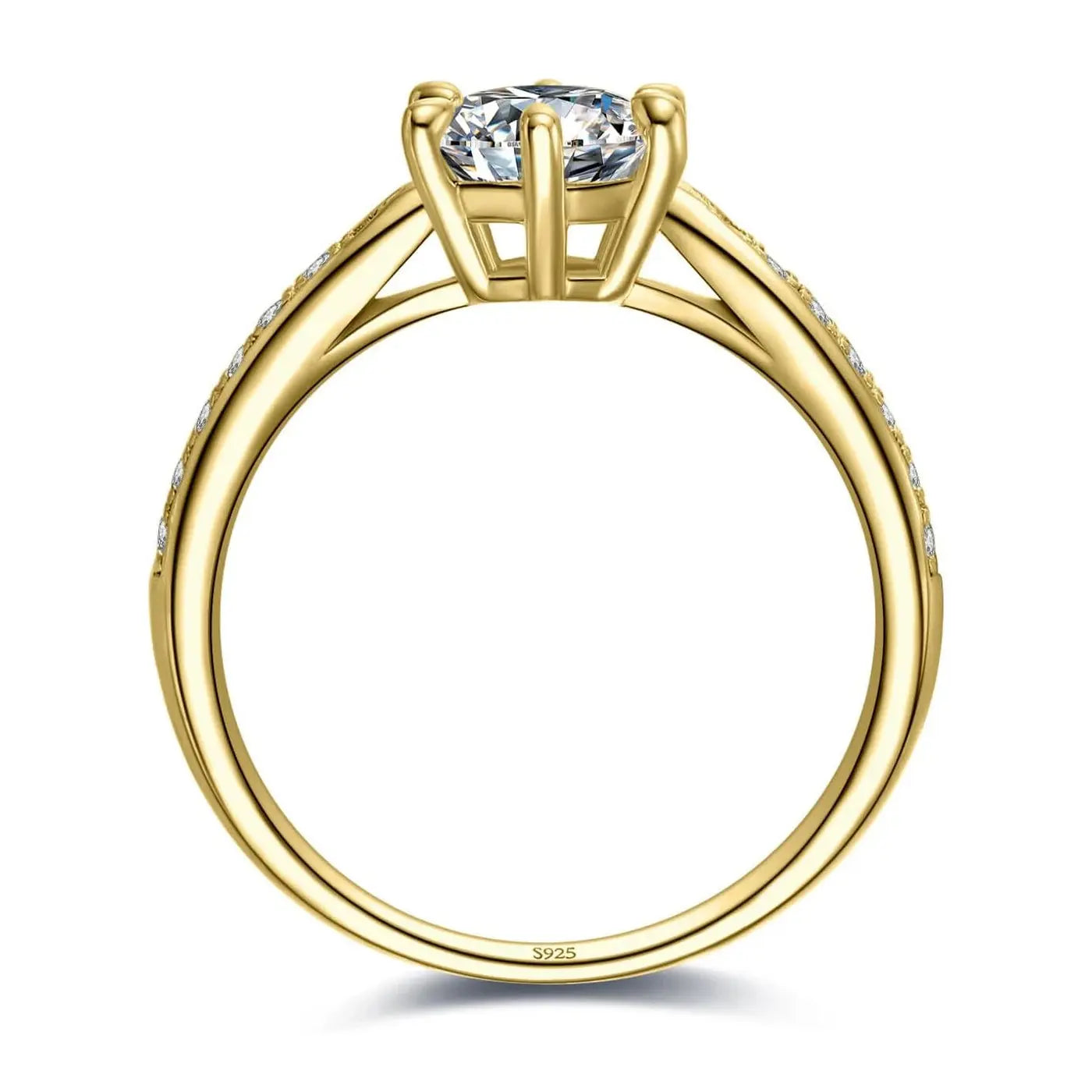 Classic 1-carat Moissanite Ring with Certificate Laboratory Diamond Rings Women Wedding Jewelry 18K Gold Plated S925 Silver theelegancejewellery