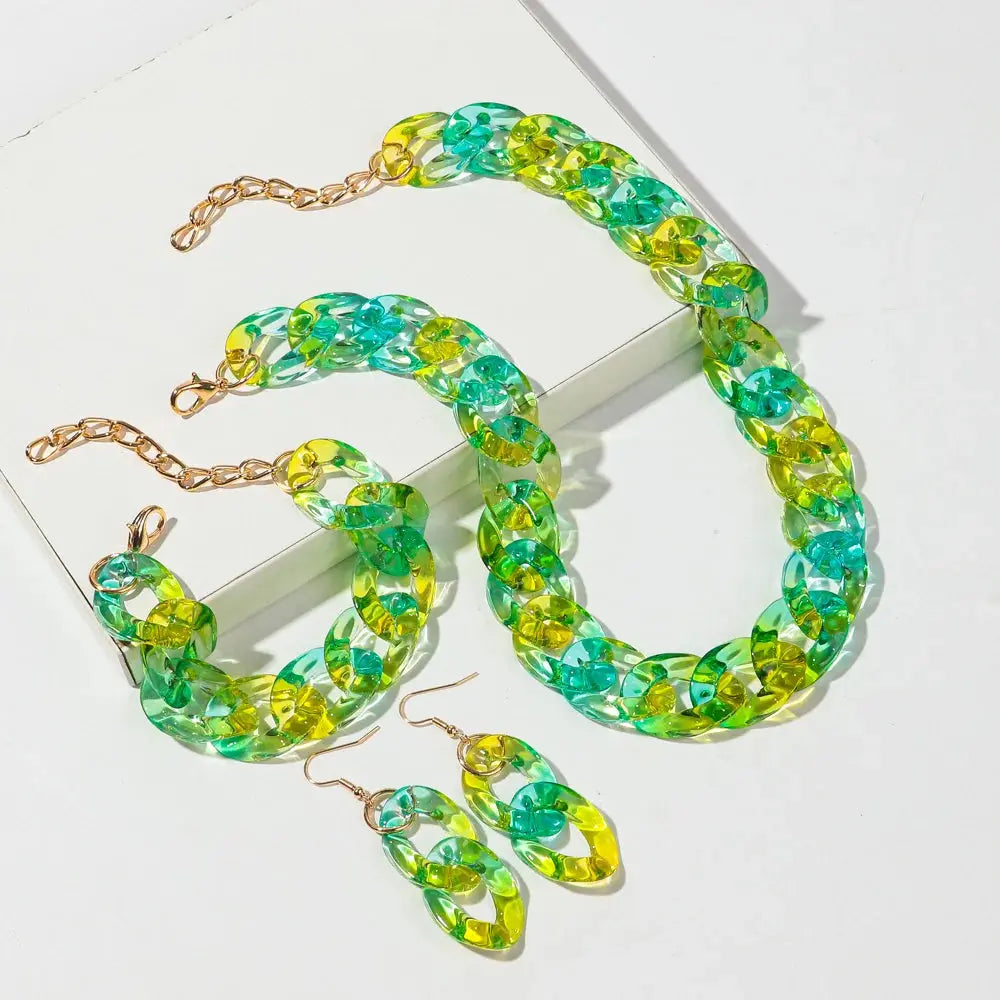 New Fashion  Acrylic Color Transparent Gradient Chain Necklace Set for Women Luxury Colorful Necklaces 2026 Accessories Jewelry EleganceJewellery